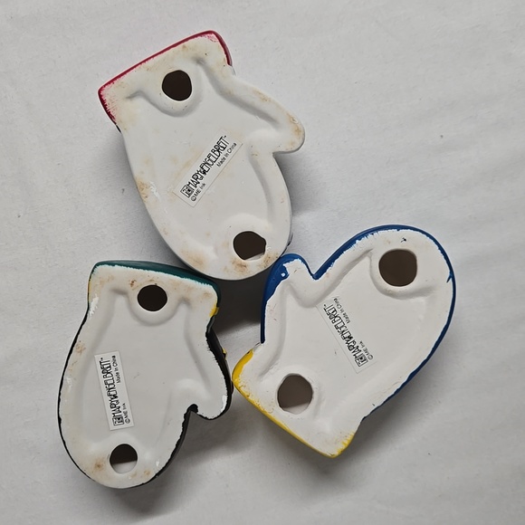 3 Vintage Mary Engelbreit ME Tea Light Candle Holders Christmas Mittens Decor - Picture 14 of 16